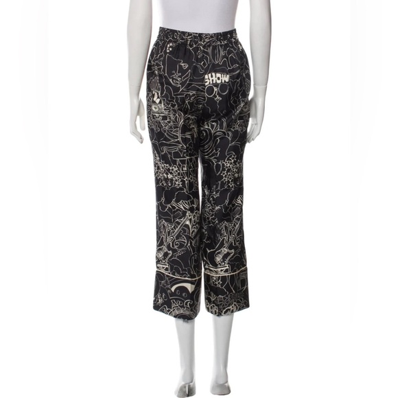 Zimmermann Silk Wide Leg Pants Cropped Printed Black Size AU 1 (US M or 6) - Picture 5 of 10